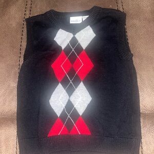 Kids Black Argyle Sweater Vest